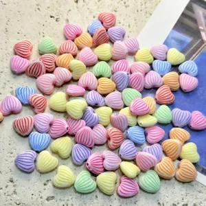 Colorful Heart Striped Acrylic Loose Beads Mixed Color Washed Beads DIY Jewelry Making Craft Accessories