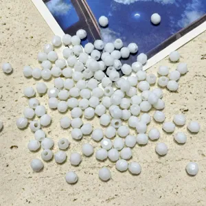 6mm perles facetees acrylique blanches en vrac diy bijoux fabrication chaine telephone