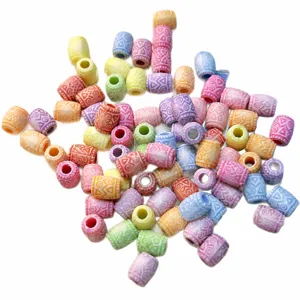 Cuentas cilíndricas de plástico de colores para trenzas de cabello accesorios joyería DIY