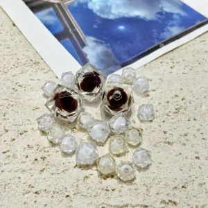 Cuentas De Agujero Facetadas De Acrílico Transparente Blanco Y Marrón Para Fabricación De Joyas DIY Accesorios De Cadena De Teléfono
