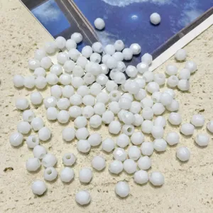 Perles facettées en acrylique blanc 6mm pour bijoux faits main et accessoires de téléphone