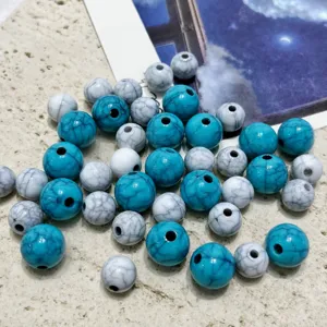 Cuentas Sueltas de Resina Plástica Patrón Agrietado Cuentas Redondas Para Pulsera Collar Hecho a Mano DIY Fabricación de Joyas