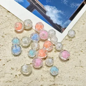 Detailed view of colorful 8-10mm transparent acrylic beads for DIY handmade jewelry and phone charms.