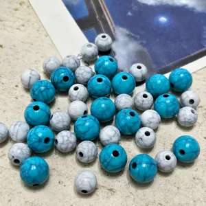 6-12mm cuentas de grieta turquesa blanco azul para diy collar pulsera joyería accesorios fabricación