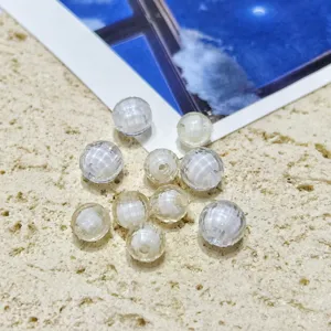 Transparent white acrylic globe beads 8-10mm loose beads DIY jewelry phone chain accessories.