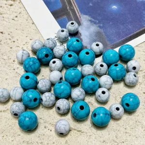 Cuentas craqueladas turquesa cuentas sueltas DIY pulsera hecha a mano collar joyería accesorios