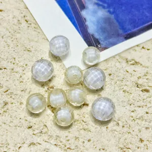 Acrylic earth beads transparent white DIY phone chain jewelry making craft accessories 8-10mm