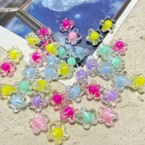 Mixed Color Transparent Acrylic Star And Flower Beads Bead-In-Bead Loose Beads For DIY Bracelet Jewelry Making Craft Supplies