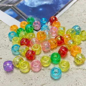 6x9mm Transparent Colorful Plastic Barrel Beads DIY Craft Kids Beading Jewelry Making Supplies