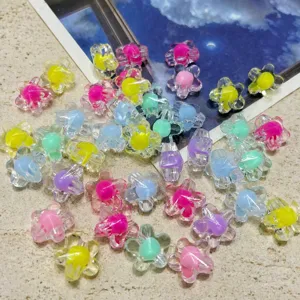 Transparent acrylic flower beads colorful DIY charm beads for handmade bracelets crafting details view