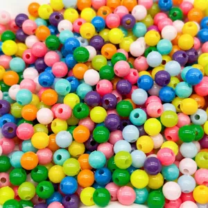 Kleurrijke plastic ronde kralen voor knutselen, gemengde losse kralen voor sieraden maken.