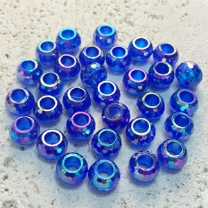 10mm faceted acrylic abacus beads, vibrant blue rainbow loose beads for DIY jewelry making.