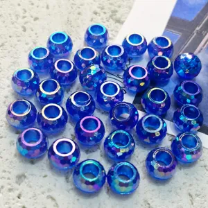 Acrylic faceted 10mm iridescent abacus beads large hole DIY bracelet necklace craft
