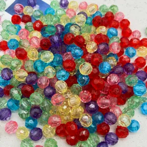 6-14mm colorful transparent plastic faceted beads acrylic DIY jewelry making accessories