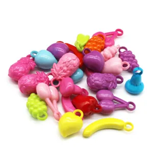 Colorful fruit shape plastic loose beads with hanging holes for DIY handmade jewelry phone chain.