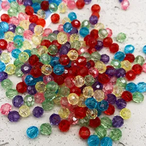 Acrylic Plastic Faceted Beads Mixed Color Transparent White Cut Beads For DIY Jewelry Making Phone Chain Accessories