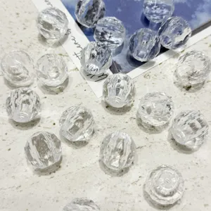 Transparent acrylic faceted loose beads 16mm crystal ball charms for DIY jewelry making bracelets.