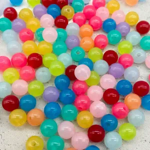 Colorful round beads with holes plastic resin DIY handmade necklace bracelet jewelry accessories