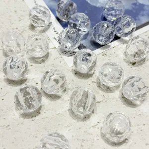 Clear faceted acrylic beads 16mm DIY transparent crystal loose spacer beads for bracelets.