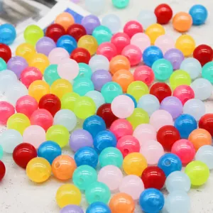 Colorful Plastic Resin Round Loose Beads For Children DIY Handmade Jewelry Making Necklace Bracelet Accessories