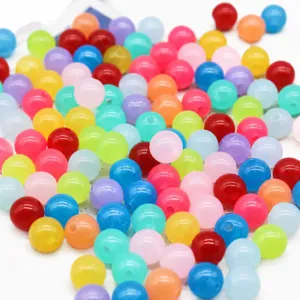 Colorful round hole beads DIY children handmade plastic resin bracelet necklace accessories