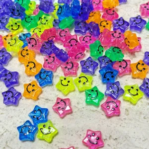 12mm perles acryliques étoile visage souriant couleur bonbon accessoires DIY bijoux