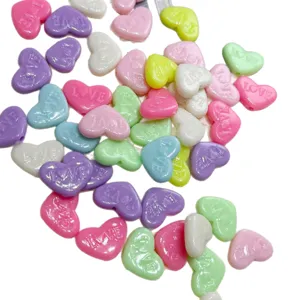 Colorful 18x12mm acrylic heart beads spring color DIY jewelry phone chain accessories