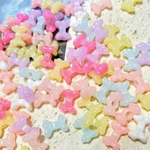 Candy color acrylic bow beads bulk for DIY bracelet necklace jewelry making accessories.