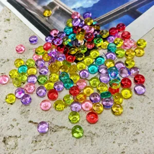 Colorful 6mm flat round acrylic beads for DIY slime craft and toy accessories decor.