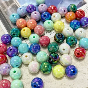 Colorful Acrylic Round Beads Glossy Mixed Color Loose Beads Bulk For DIY Jewelry Making Craft Supplies