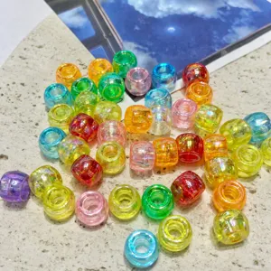 6x9mm Transparent Colorful Acrylic Barrel Beads DIY Kids Craft Beading Materials
