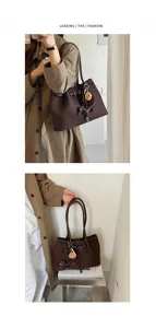 Γυναικεία vintage καφέ τσάντα tote μεγάλη χωρητικότητα ώμου casual τσάντα καθημερινή