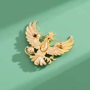 Goldener doppelköpfiger Adler Brosche, exquisite Metall Tier Anstecknadel für Vintage Stil.