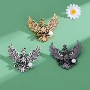 Vintage Adler Brosche Kreative Strass Krone Perle Flügel Tier Anzug Schmuck Accessoire