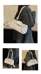 Korean style trendy minimalist underarm shoulder bag, chic vintage baguette handbag.