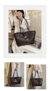 Vintage brown leather tote bag with metal buckle detail for women daily commute style.