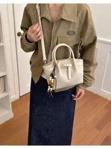 Sac à bandoulière seau motif crocodile blanc chic, sac cabas quotidien polyvalent