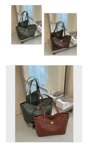Retro minimalist tote bag, premium large capacity shoulder bag with elegant buckle detail.
