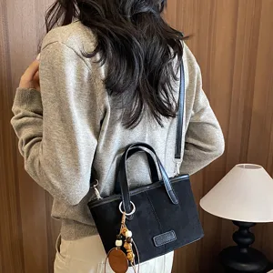 Women retro suede crossbody shoulder bag casual fashion tote handbag with pendant main view
