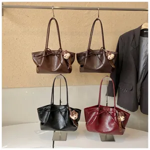 Simple retro large-capacity tote bag, versatile casual shoulder underarm bag for women daily commute
