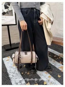 Vintage Wildleder Boston Kissen Handtasche für Damen, große Bowling Achseltasche Umhängetasche.