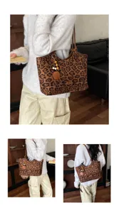 Vrouwen vintage luipaard print shopper tas casual schoudertas grote capaciteit