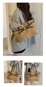 Sac Cabas en Daim Rétro Grande Capacité Bandoulière Épaule Mode Hiver Sac pour Femme