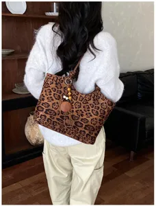 Retro luipaardprint schouder tote tas voor vrouwen grote capaciteit casual hobo tas