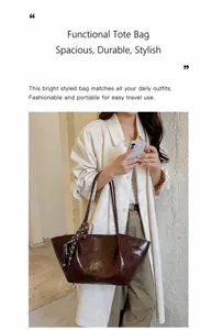 Vintage Oelwachs Leder Shopper Tasche mit Schal, elegante Umhaengetasche fuer Damen im Alltag.