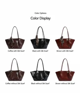 Vintage Oel-Wachs Leder Shopper Tasche mit schickem Schal Accessoire, grosse Handtasche.