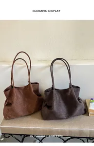 Bolso tote trenzado para mujer, elegante bolso de hombro de gran capacidad para otoño.