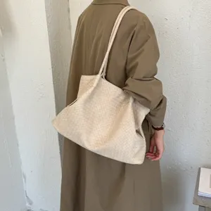 Bolso tote trenzado para mujer de gran capacidad bolso de hombro casual y elegante