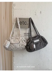 Korean style star pattern tote bag large capacity casual canvas shoulder bag for women daily commute