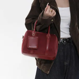 Vintage matte Boston Handtasche für Damen, lässige Herbst Winter Retro Umhängetasche.